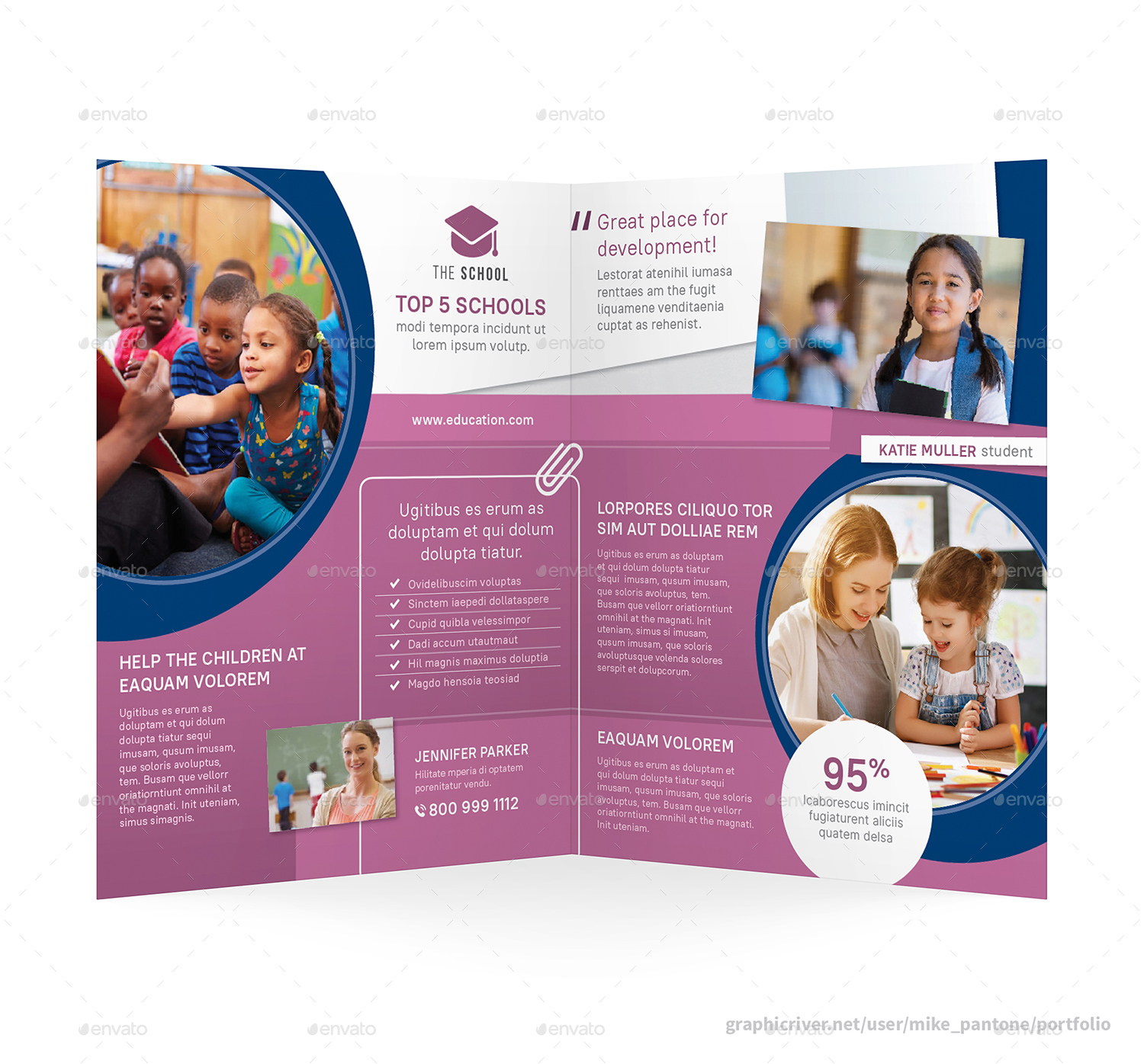 Elementary School Bifold / Halffold Brochure by Mike_pantone GraphicRiver